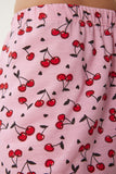 Koyu Pembe Beyaz Baskılı Şortlu Örme Pijama Takımı CE00096