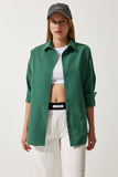 Zümrüt Yeşili Oversize Uzun Basic Gömlek 3900 DD00842