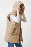 Krem Kapüşonlu Oversize Şişme Yelek MK00176