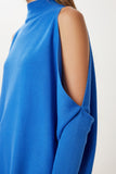 İndigo Mavi Cut Out Detaylı Oversize Triko Kazak AS00015