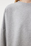 Gri Melanj Yandan Yırtmaçlı Oversize Örme Sweatshirt UL00050