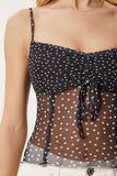 Siyah Puantiyeli Askılı Crop Tül Bluz UB00392