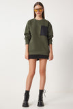 Haki Fermuar Cepli Şardonlu Sweatshirt VN00020
