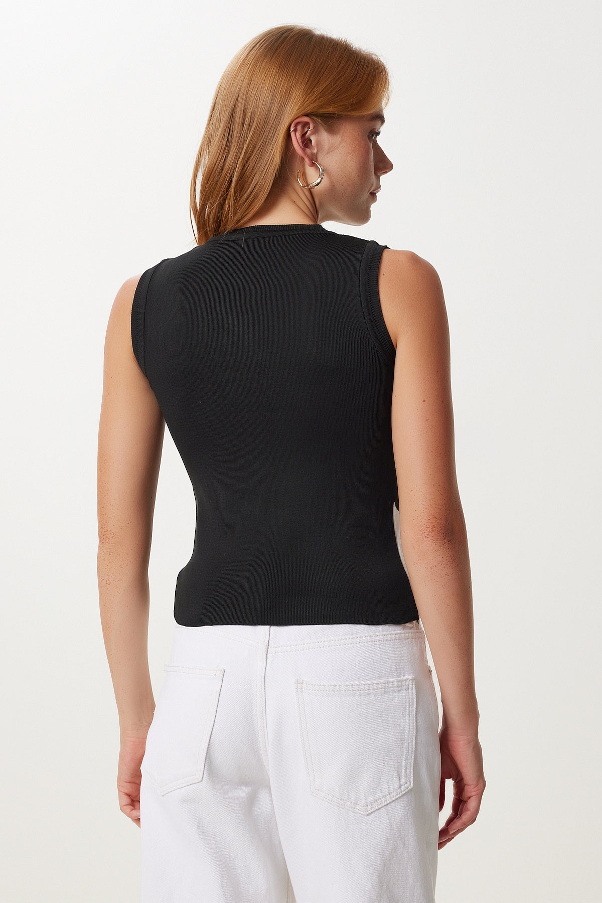 Siyah Beyaz Kontrast Renkli Esnek Triko Bluz YY00267