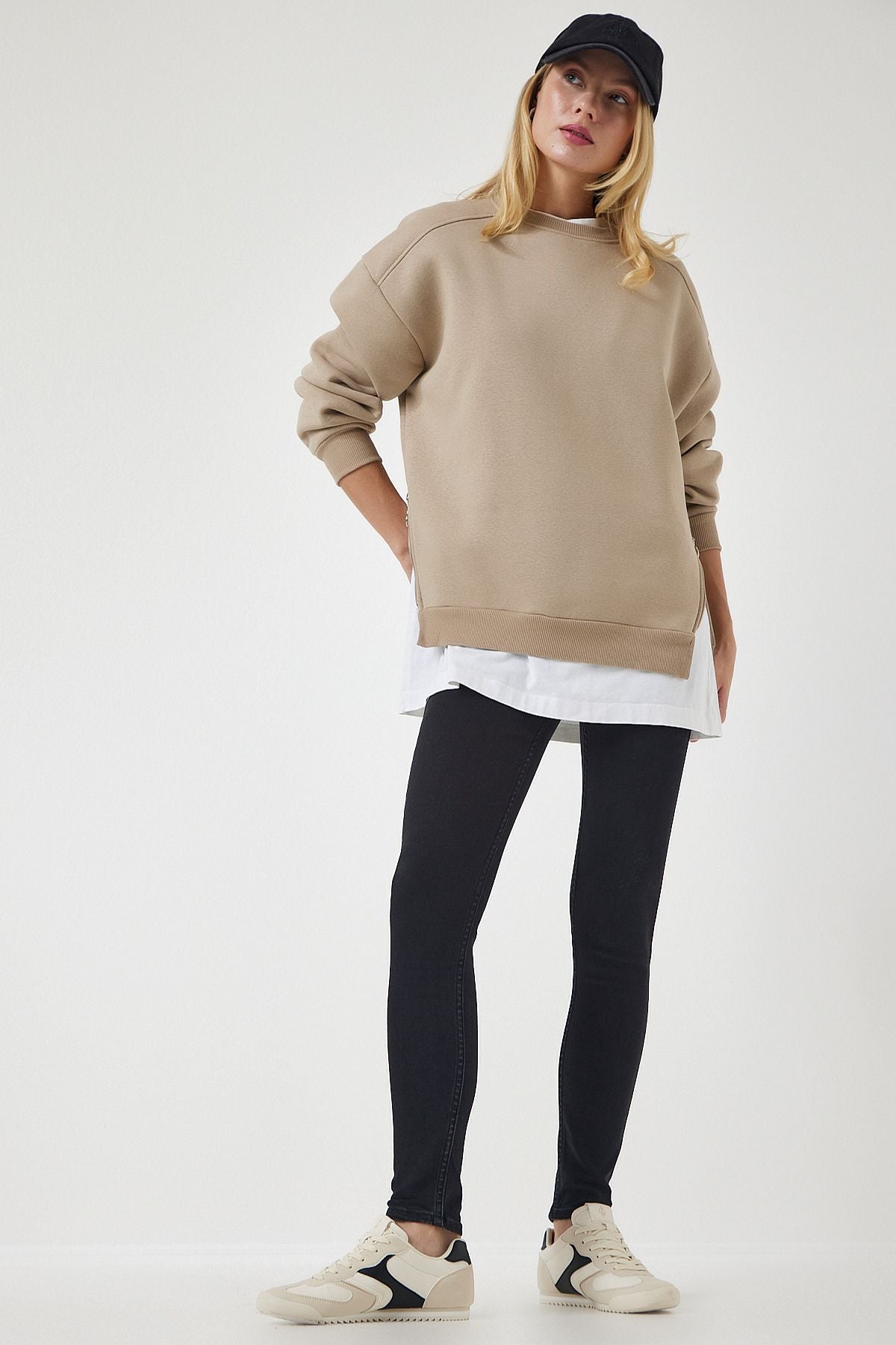 Vizon Fermuar Detaylı Şardonlu Örme Sweatshirt UB00148