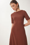 Kahverengi Kloş Midi Yazlık Örme Elbise ZH00047