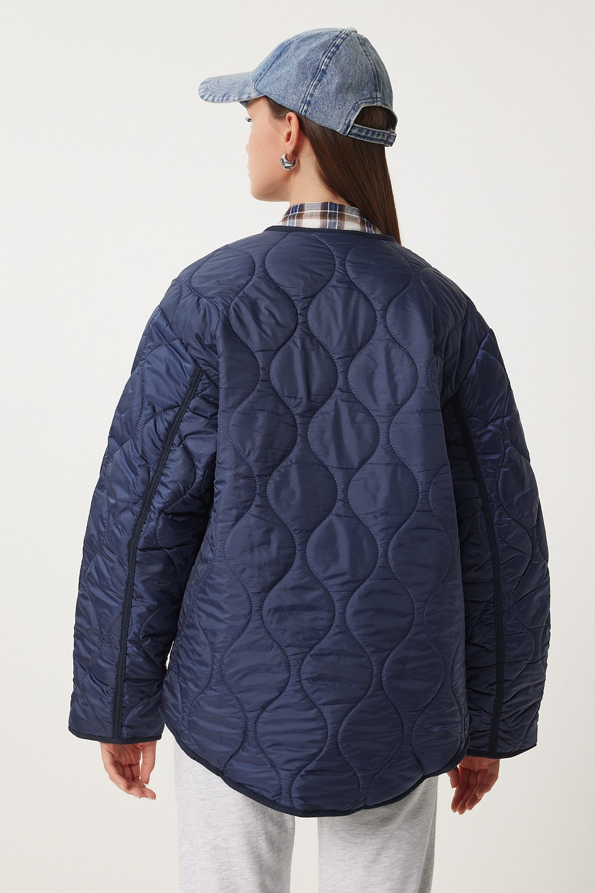 Lacivert Cepli Oversize Kapitone Mont DZ00098