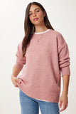 Orta Pembe Oversize Triko Kazak PN00054