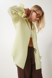 Açık Sarı Oversize Basic Müslin Gömlek  MX00150