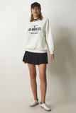 Beyaz Nakışlı Şardonlu Örme Sweatshirt HF00447