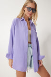 Lila Oversize Basic Müslin Gömlek MX00150