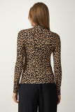 Bej Cut Out Detaylı Desenli Örme Bluz RX00037