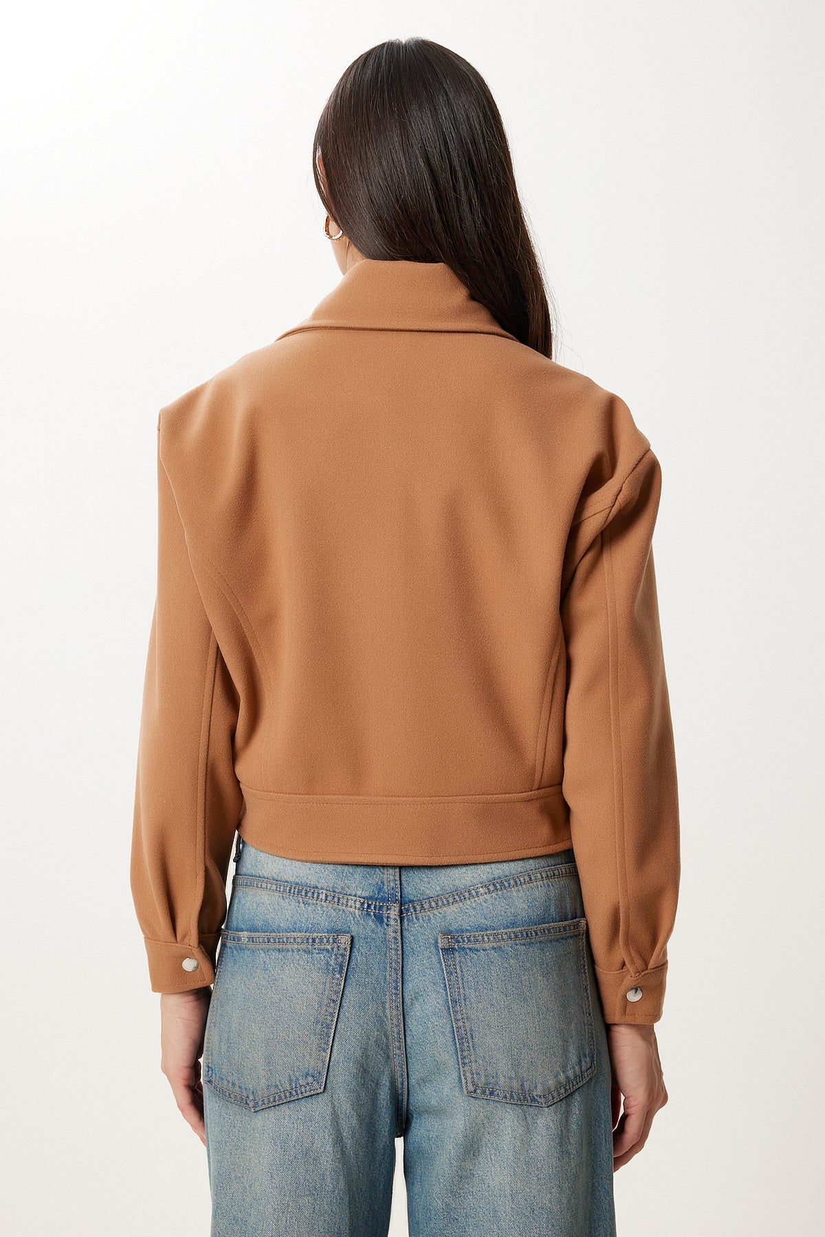 Camel Cepli Kısa Kaşe Ceket DD01372