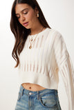 Krem Ajurlu Crop Triko Kazak MT00147