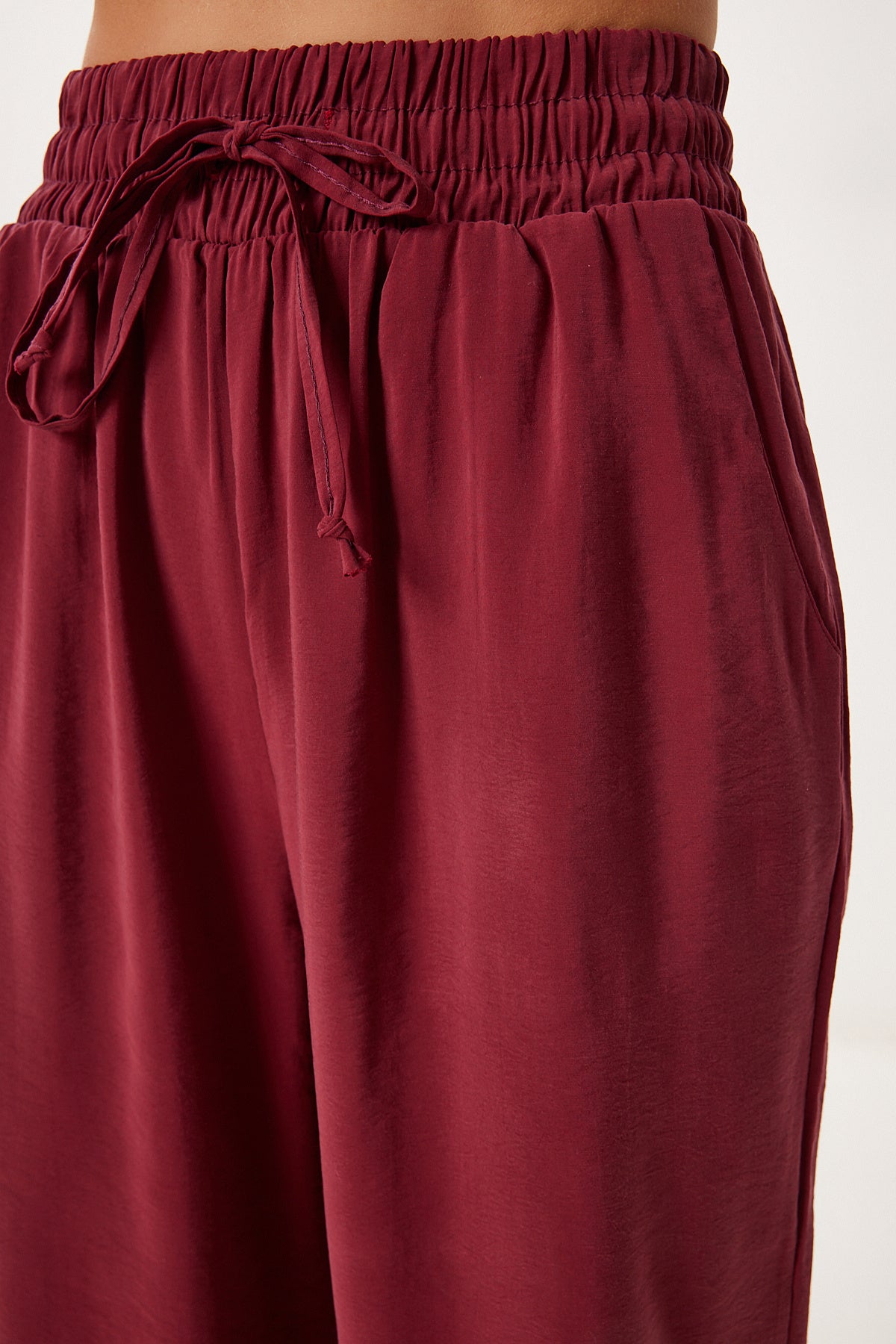 Bordo Geniş Paça Yazlık Modal Pantolon BV00157