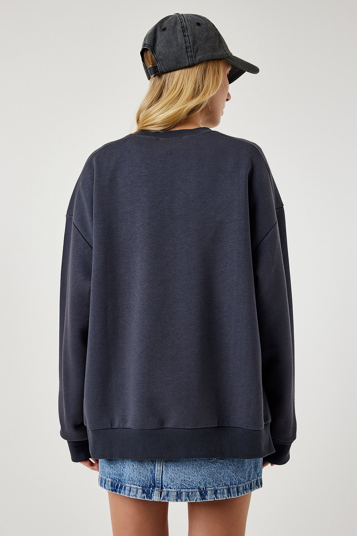 Antrasit Fermuar Detaylı Şardonlu Örme Sweatshirt UB00148