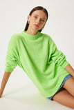 Neon Yeşil Oversize Yumuşak Triko Kazak  FN03336