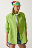 Fıstık Yeşili Oversize Uzun Basic Gömlek DD00842