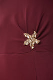 Bordo Gold Tokalı Midi Sandy Elbise KH00097