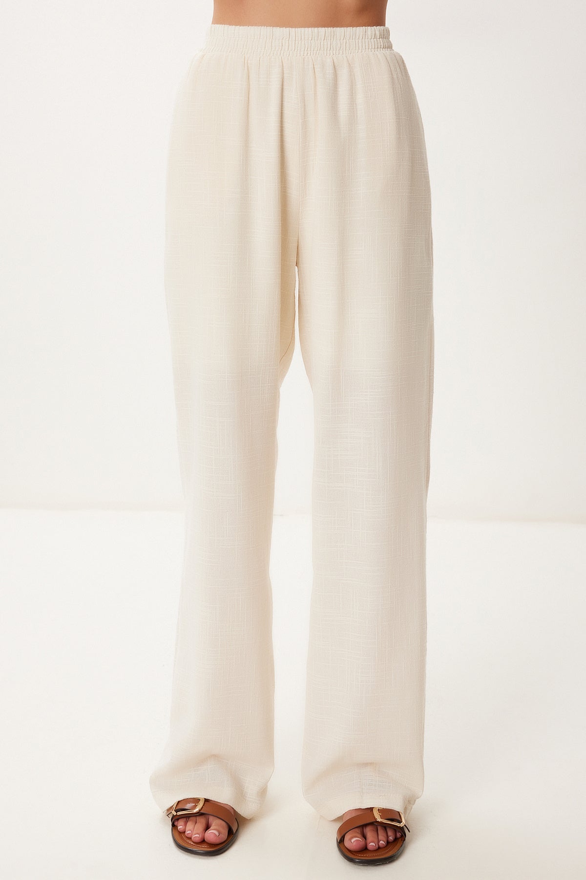 Krem Keten Bluz Pantolon Takım BV00160
