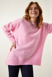 Şeker Pembe Oversize Triko Kazak PN00054