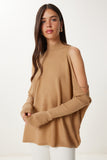 Bisküvi Cut Out Detaylı Oversize Triko Kazak AS00015