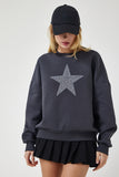 Antrasit Yıldız İşlemeli Şardonlu Örme Sweatshirt UB00237