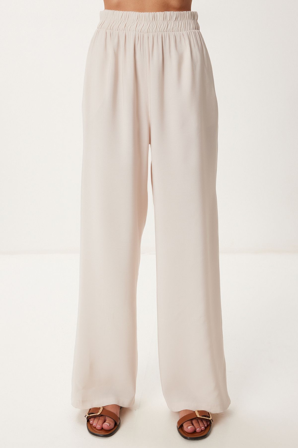 Krem Modal Gömlek Pantolon Takım BV00158