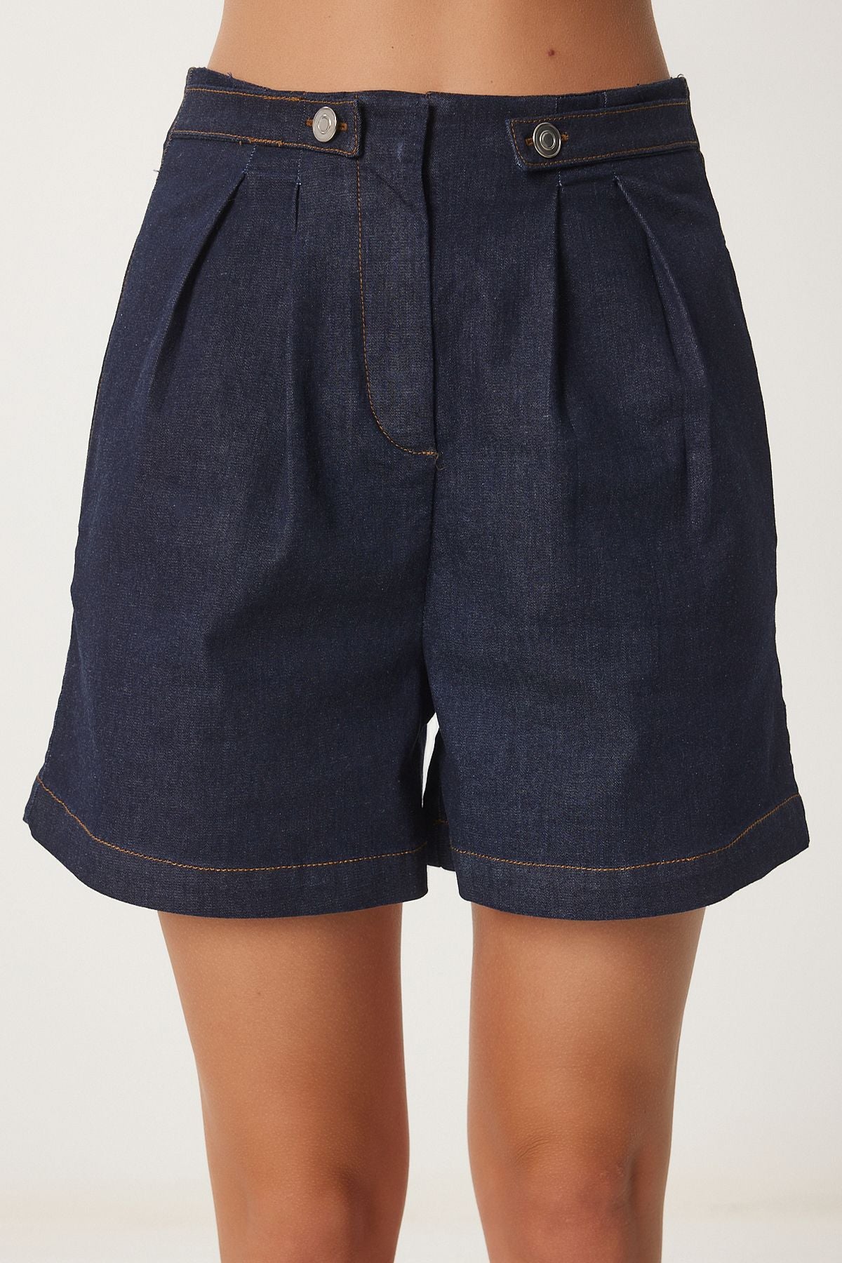 Koyu Mavi Yüksek Bel Denim Şort NS00413