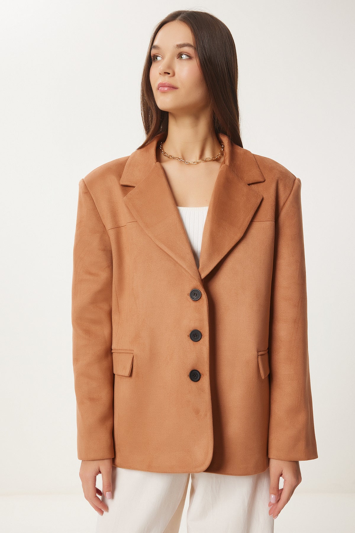Camel Premium Süet Blazer Ceket FN03443