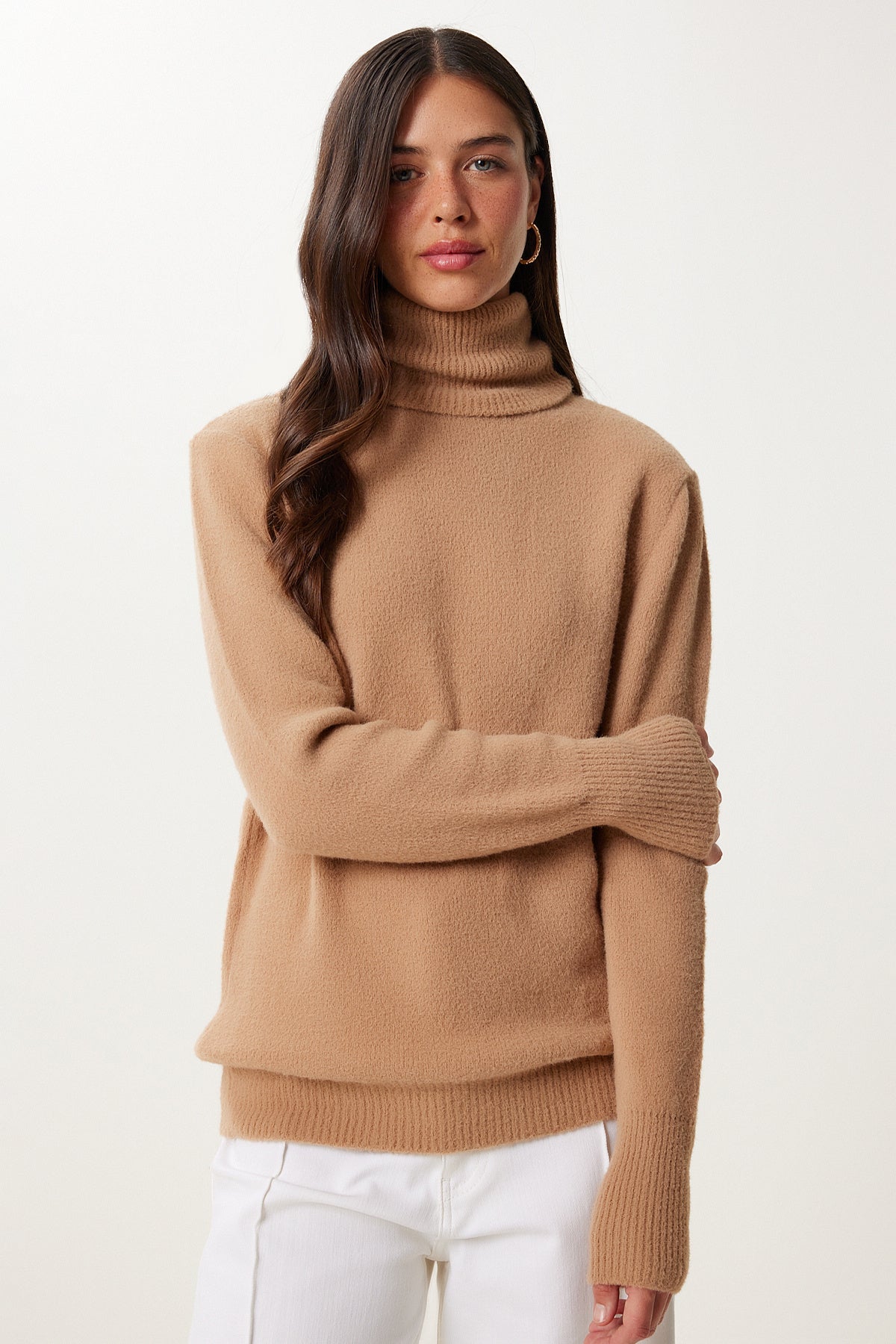 Camel Yumuşak Dokulu Triko Kazak MX00239