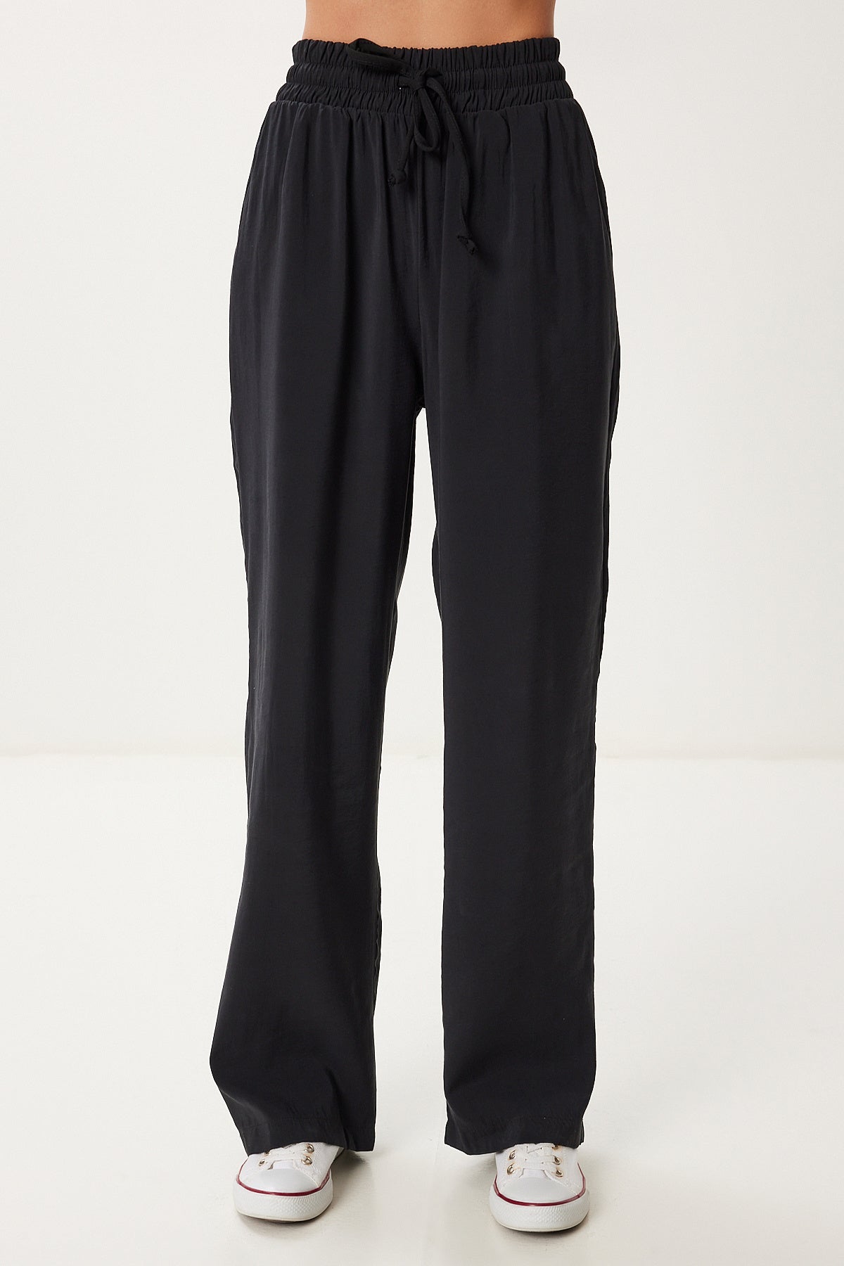 Siyah Geniş Paça Yazlık Modal Pantolon BV00157