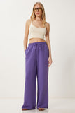 Mor Geniş Paça Keten Pantolon DP00261