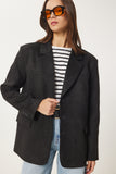 Siyah Premium Süet Blazer Ceket FN03443