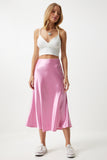 Pembe Saten Yüzeyli Etek DD01144