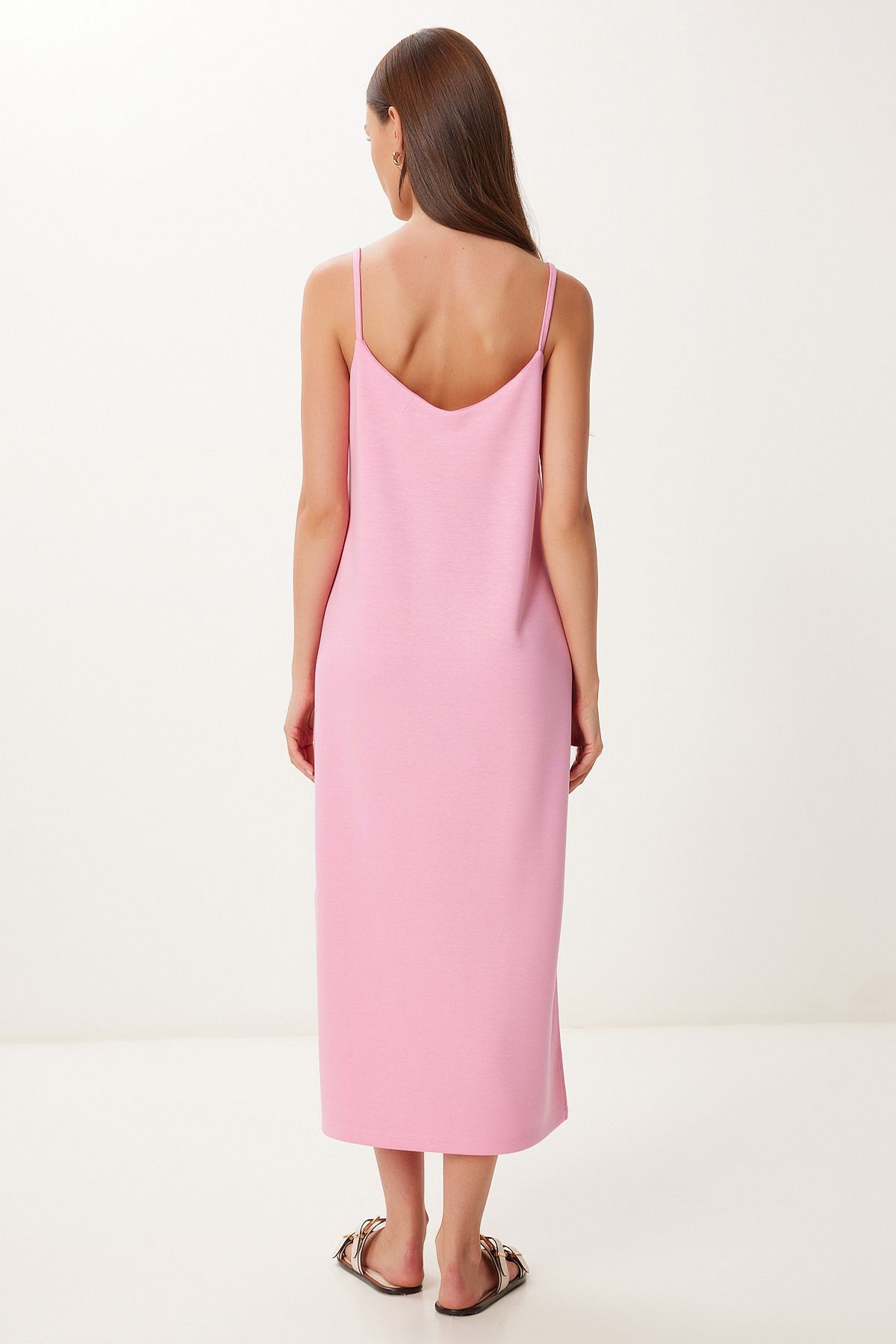 Pembe Askılı Basic Esnek Modal Elbise BV00150