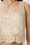 Krem Dantel Detaylı Crop Keten Bluz OK00073