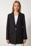 Siyah Vatkalı Dokuma Blazer Ceket HL00005
