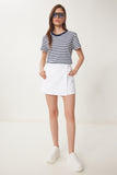 Beyaz Mini Denim Şort Etek OK00066