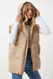 Krem Kapüşonlu Oversize Şişme Yelek MK00176