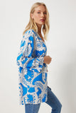 Mavi Beyaz Desenli Viskon Kimono EN00615