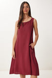 Bordo Kolsuz Basic Modal Elbise PB00050
