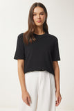 Siyah Pamuklu Basic Örme T-Shirt AG00001