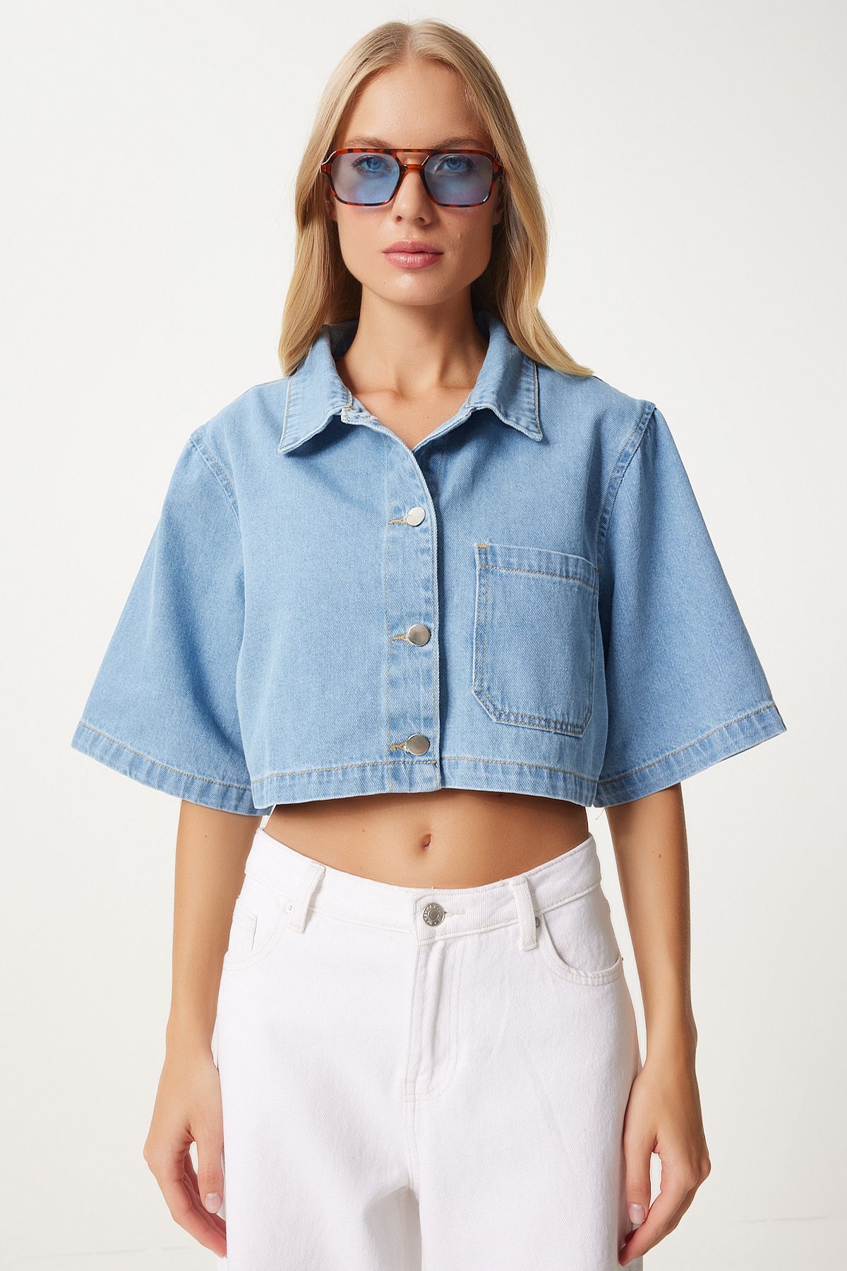 Mavi Cepli Crop Denim Ceket WF00083