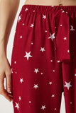 Canlı Kırmızı Desenli Yumuşak Dokulu Örme Pijama GF00002