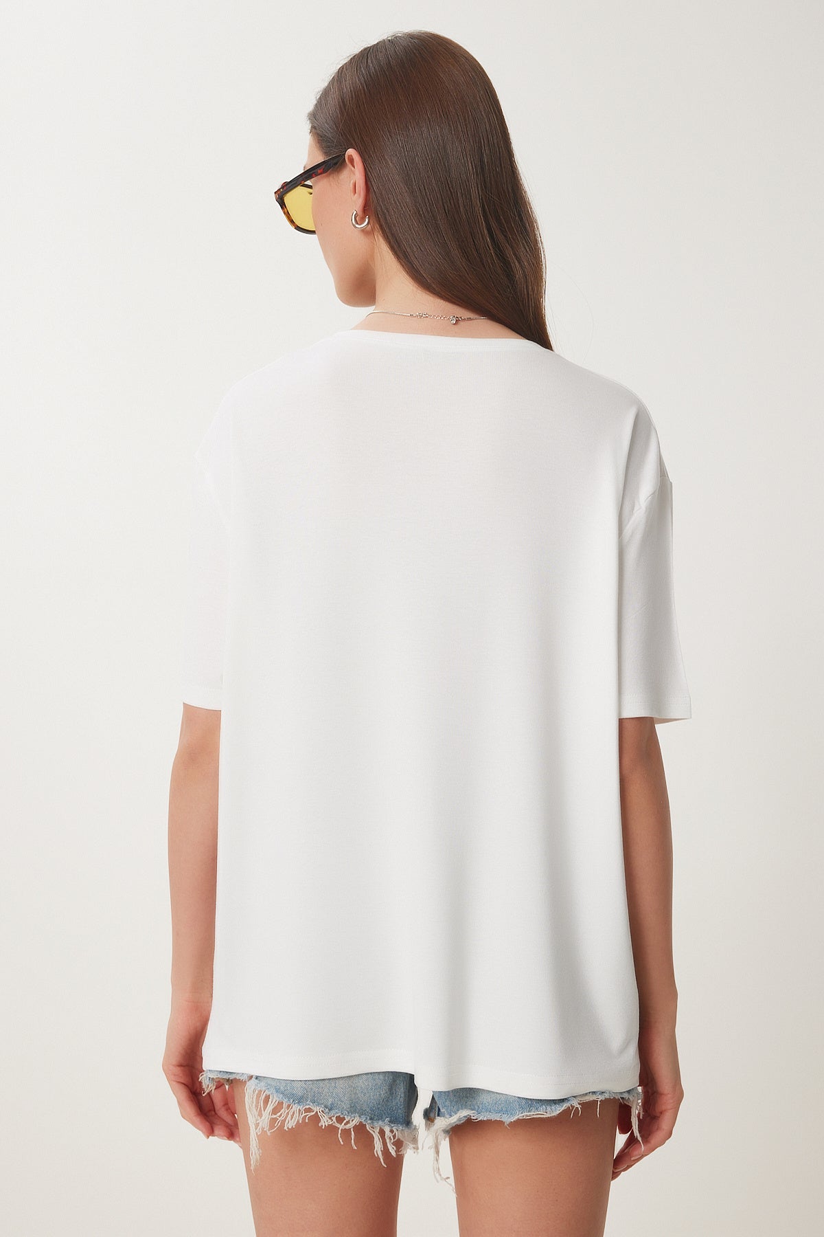 Beyaz Basic Örme T-Shirt EN00642