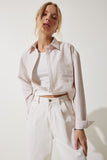 Bej Bluz Detaylı Crop Gömlek RG00022