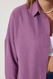 Koyu Lila Oversize Uzun Basic Gömlek DD00842