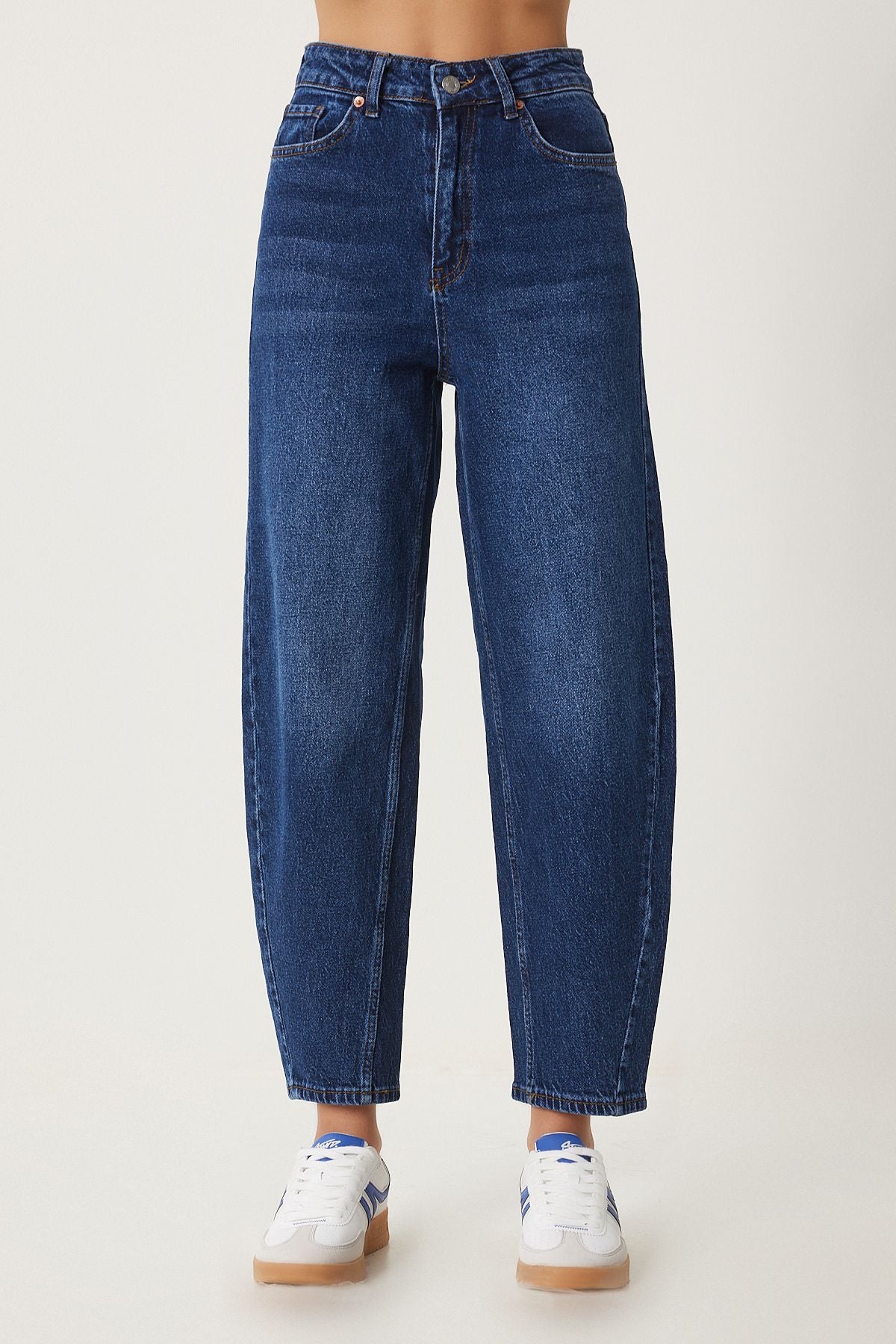 Koyu Mavi Yüksek Bel Baggy Jean UT00022