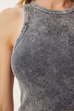 Siyah Halter Yaka Yıkamalı Fitilli Örme Bluz NS00437